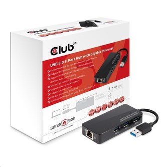 Club3D hub USB typ A 3.0 na 3x USB 3.0/Ethernet)