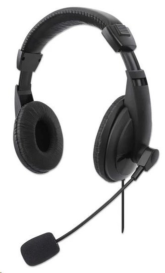 MANHATTAN Sluchátka s mikrofonem Stereo USB Headset, box