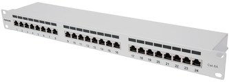 Intellinet Patch panel 24 port Cat6A, stíněný FTP, šedý Intellinet Patch panel 24 port Cat6A, stíněný FTP, šedý