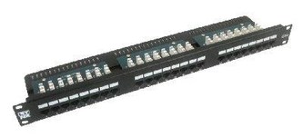 19\" Patch panel LYNX 24port, STP, Cat6, 30µm, duální svorkovnice, černý