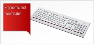 FUJITSU Klávesnice KB521 USB CZ US + 12 multimedia keys - postříkání odolná - marble grey - bílá