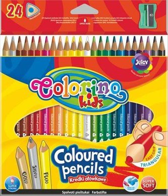 Colorino Pastelky trojhranné s ořezávátkem 24 barev Colorino Pastelky trojhranné s ořezávátkem 24 barev