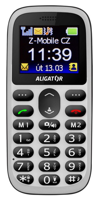 Aligator A510 Senior, bílo-černá + nabíjecí stojánek