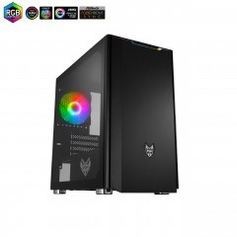 Fortron skříň Micro ATX CST310 Black, průhledná bočnice, 1 x A. RGB LED ventilátor
