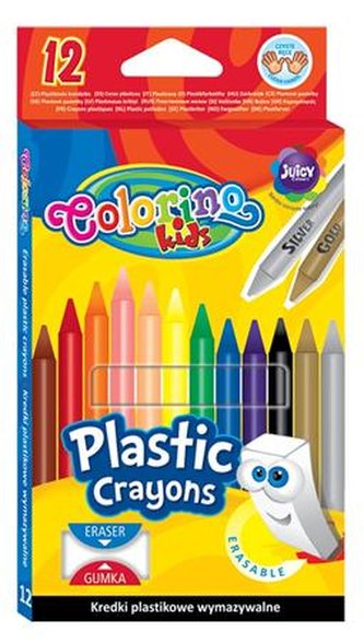 Colorino Voskovky plastové kulaté s gumou 12 barev