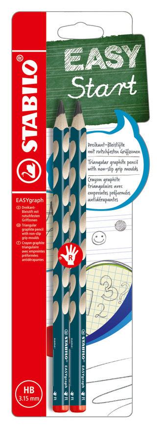Tužka STABILO EASYgraph HB petrolejová pro praváky, 2 ks Blister