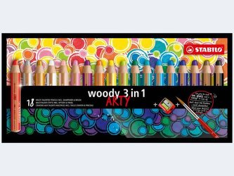 Barevné tužky "Woody ARTY 3 in 1", 18 různých barev, kulatá, silná, STABILO