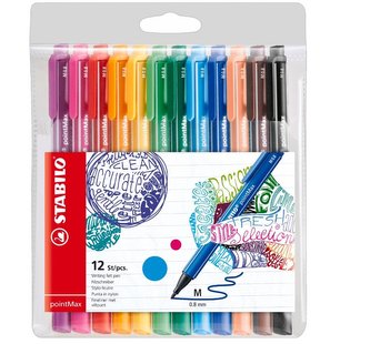 Fixy "Point Max", sada, 12 barev, 0,8 mm, STABILO