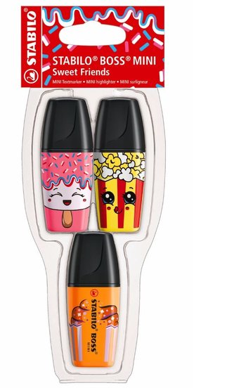 STABILO BOSS MINI Sweet Friends 3 ks pouzdro růžová žlutá oranžová