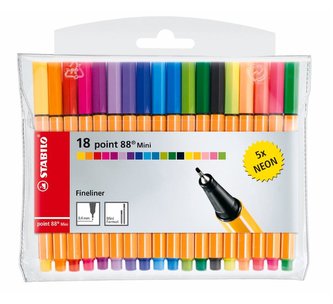 STABILO point 88 Mini 18 ks Pouzdro včetně 5 neon Barev
