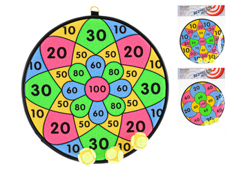 Terč na suchý zip 31cm +3 ks míčky v sáčku / 3 druhy