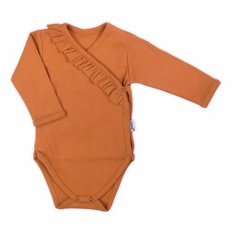 Kojenecké bavlněné celorozepínací body Nicol Mia hnědé - velikost 56 (0-3m)