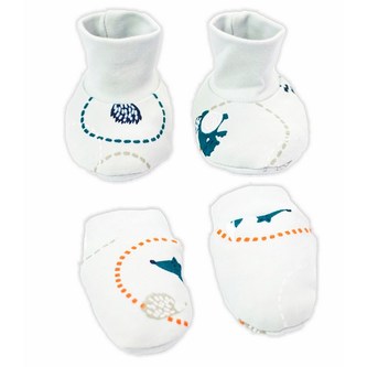 Kojenecký bavlněný set-capáčky a rukavičky Nicol  Fox Club - velikost Univerzální