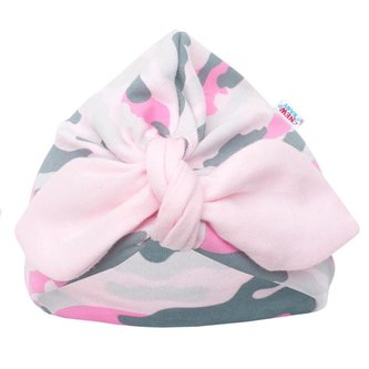 Kojenecká bavlněná čepička turban New Baby With Love růžová - velikost 80 (9-12m)