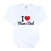 Body s potiskem New Baby I Love Mum and Dad - velikost 56 (0-3m)