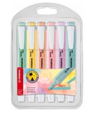 Zvýrazňovače "Swing Cool Pastel", 6 barev, 1-4 mm, STABILO 275/6-08