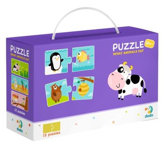 Puzzle Duo Co jedí zvířátka -12x2 dílků