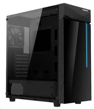 GIGABYTE skříň case GB-C200G, RGB Lighting, bez zdroje, transparentní bok, Mid tower