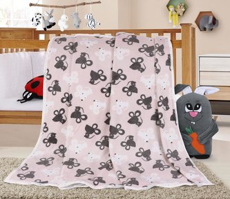 ELLA - myšky šedé na bílém podkladu - 100x155 cm