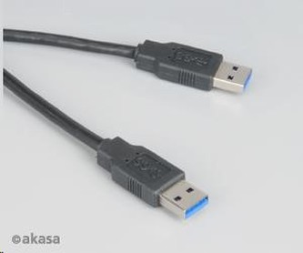 AKASA kabel USB, male A na A male USB 3.0, 150cm, černý
