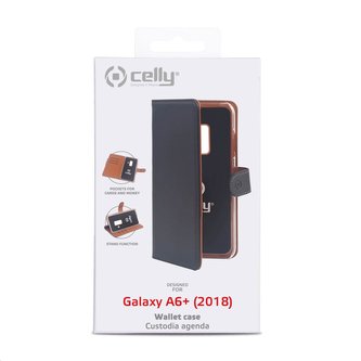 Celly pouzdro Wally s funkcí stojánku pro Samsung Galaxy A6+ 2018, černá