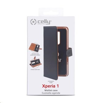 Celly pouzdro Wally s funkcí stojánku pro Sony Xperia 1, černá