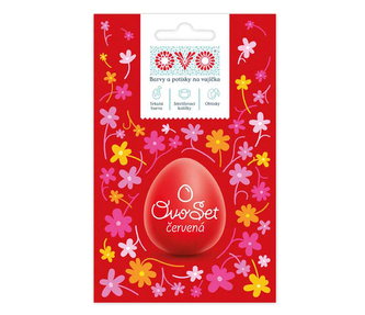 Vel. SET na vajíčka OVO - barva, košilka, obtisky - červený