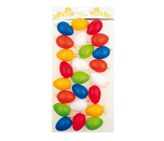 Vajíčka plastová na zavěšení barevná 6 cm, 24 ks, 8232