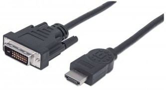 MANHATTAN kabel HDMI Male to DVI-D 24+1 Male, Dual Link, Black, 1,8m
