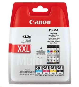 CLI-581MPXXL Multipack pro Pixma TS7550, 8150, 9150 tiskárny CANON, 4 barvy, 46,8ml