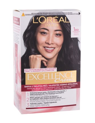 L´Oréal Paris Excellence Creme Barva na vlasy Triple Protection 48 ml 100 Black pro ženy