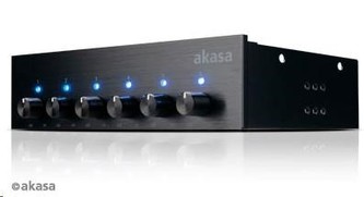 AKASA ovládací panel  FC.SIX do 5.25” pozice, 6x FAN, černý hliník