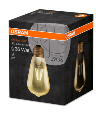 OSRAM Vintage 1906 LED CL Edison Filament GOLD 4W 825 E27 420lm 2500K (CRI 80) 15000h A+ (Krabička 1ks)