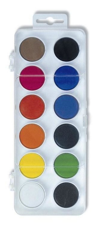 Koh-i-noor vodové barvy/vodovky obdélník bílý 12 barev o průměru 22,5 mm