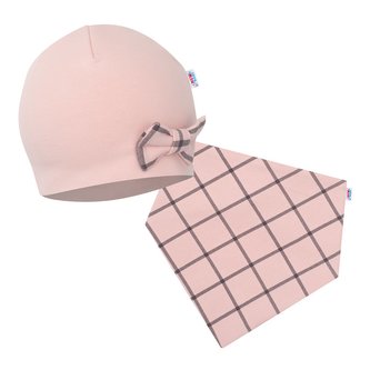 Kojenecká čepička s šátkem na krk New Baby Missy růžová - velikost 74 (6-9m)