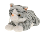 Kočka plyšová 30cm ležící 0m+ šedá