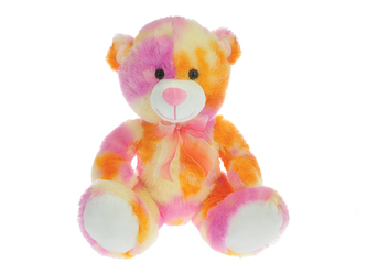 Medvěd plyšový 50cm sedící 0m+oranžovo-růžový v sáčku